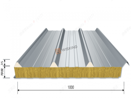 แผงแซนวิชหลังคาลูกฟูก Rockwool ชนิดซ้อนทับ